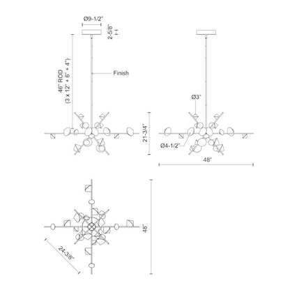 Kuzco Lighting Geode 48" Wide LED Sputnik Chandelier - 120-277V