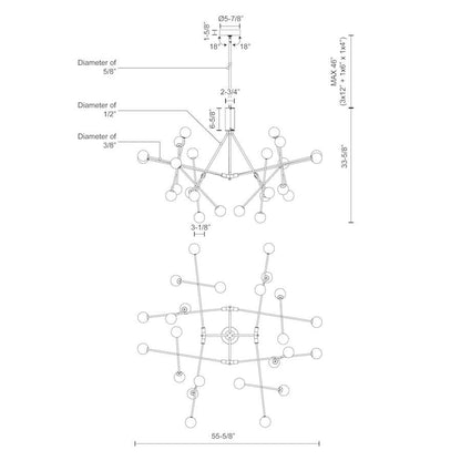 Kuzco Lighting Moto 56" Wide LED Abstract Chandelier