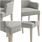 light grey fabric dining chair featuring foam cushion seat and structured backrest