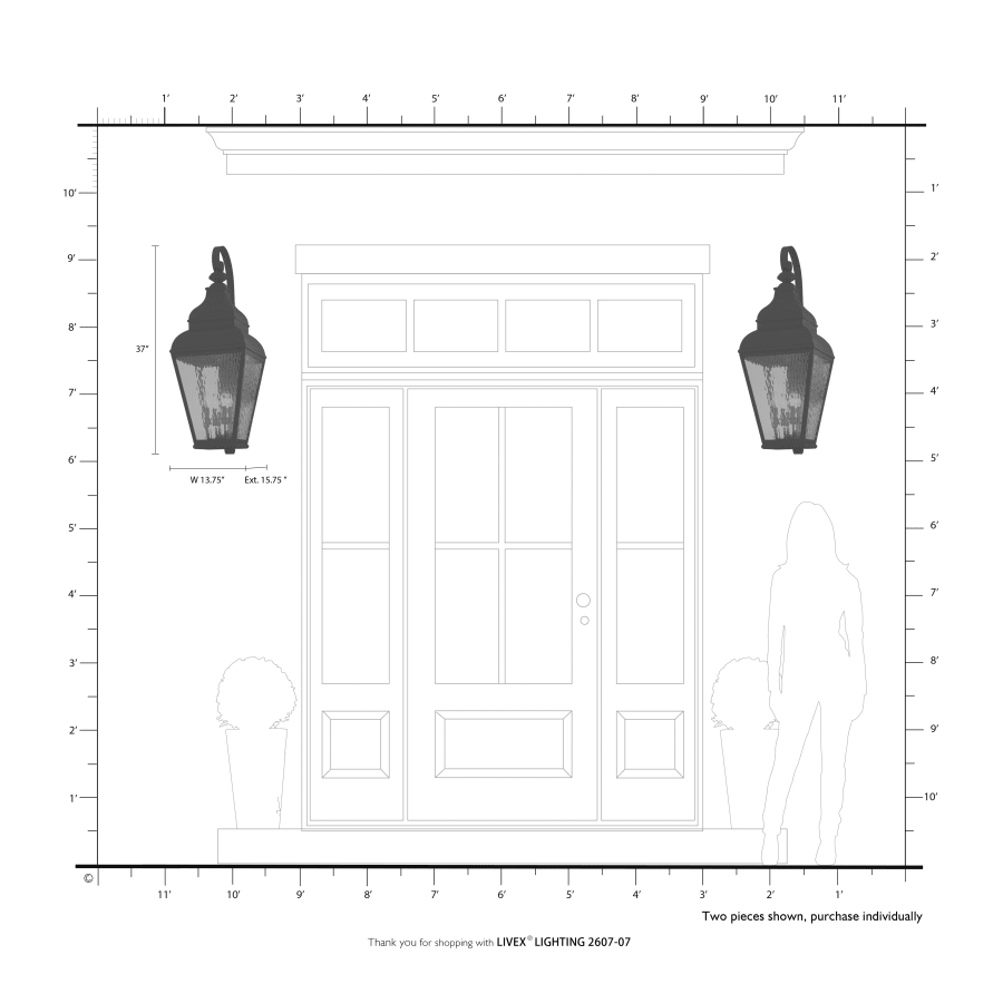 Livex Lighting Exeter 4 Light 37" Tall Outdoor Wall Sconce