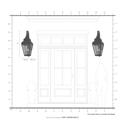 Livex Lighting Exeter 4 Light 37" Tall Outdoor Wall Sconce