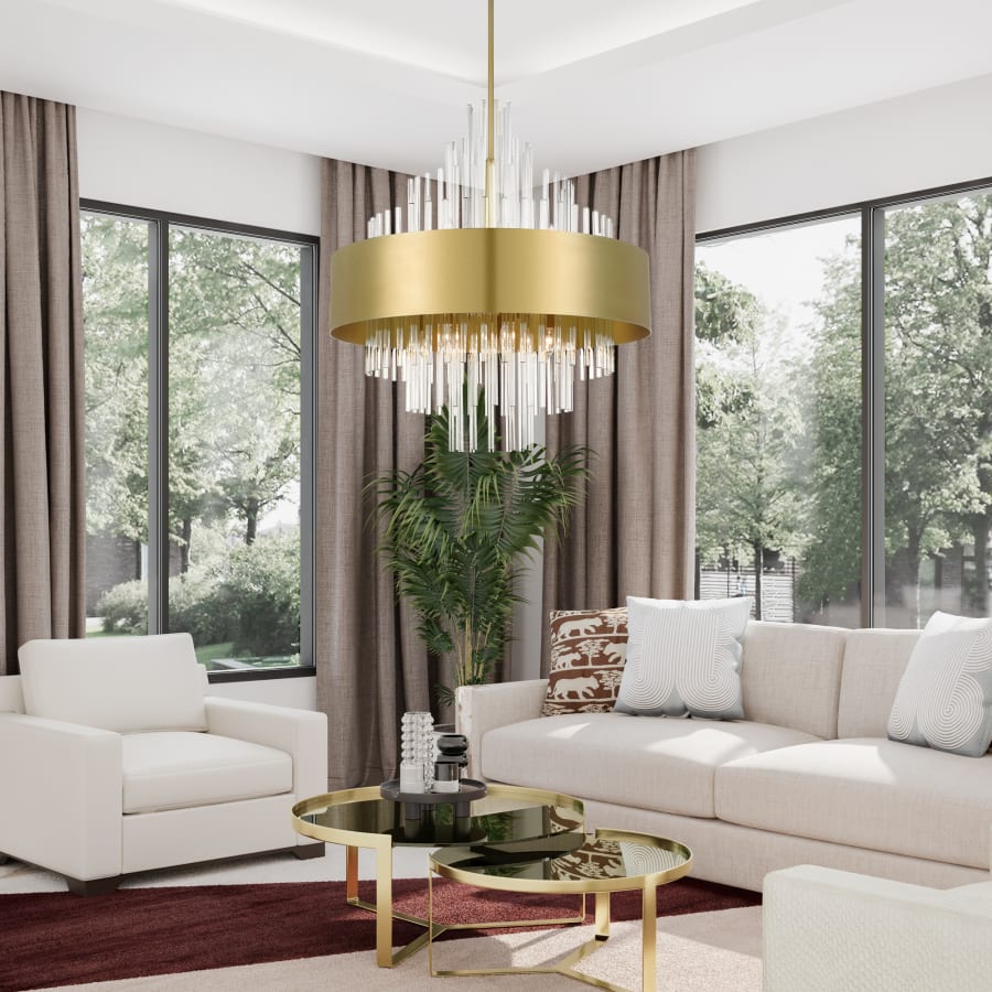 Livex Lighting Orenburg 14 Light 35" Wide Crystal Waterfall Chandelier