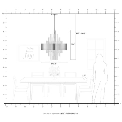 Livex Lighting Orenburg 14 Light 35" Wide Crystal Waterfall Chandelier