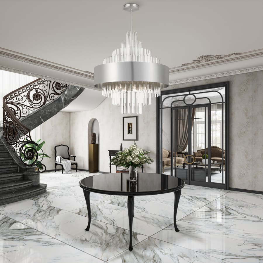 Livex Lighting Orenburg 14 Light 35" Wide Crystal Waterfall Chandelier