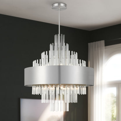 Livex Lighting Orenburg 14 Light 35" Wide Crystal Waterfall Chandelier