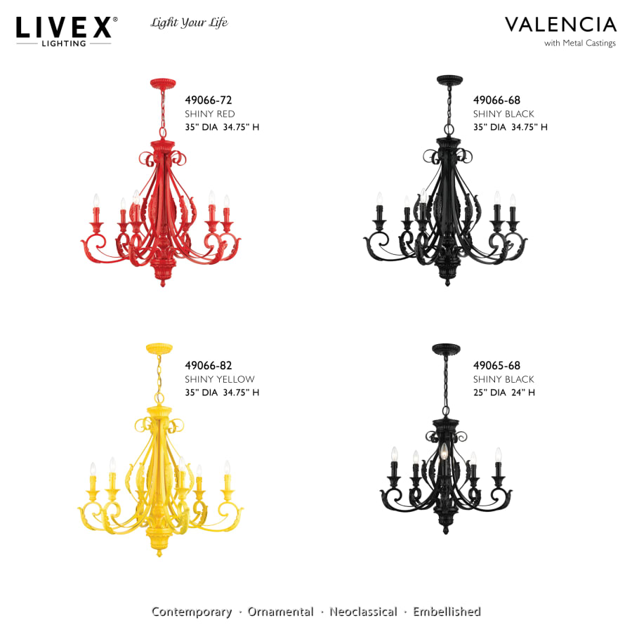 Livex Lighting Valencia 6 Light 35" Wide Taper Candle Style Chandelier