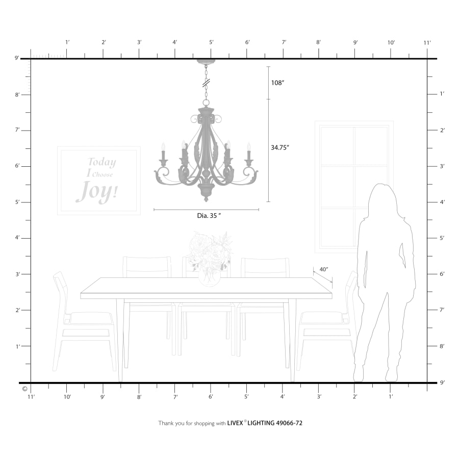 Livex Lighting Valencia 6 Light 35" Wide Taper Candle Style Chandelier