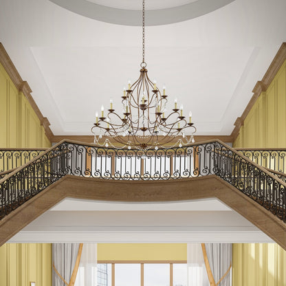 Livex Lighting Chesterfield 12 Light 3 Tier Chandelier with Crystal Accents