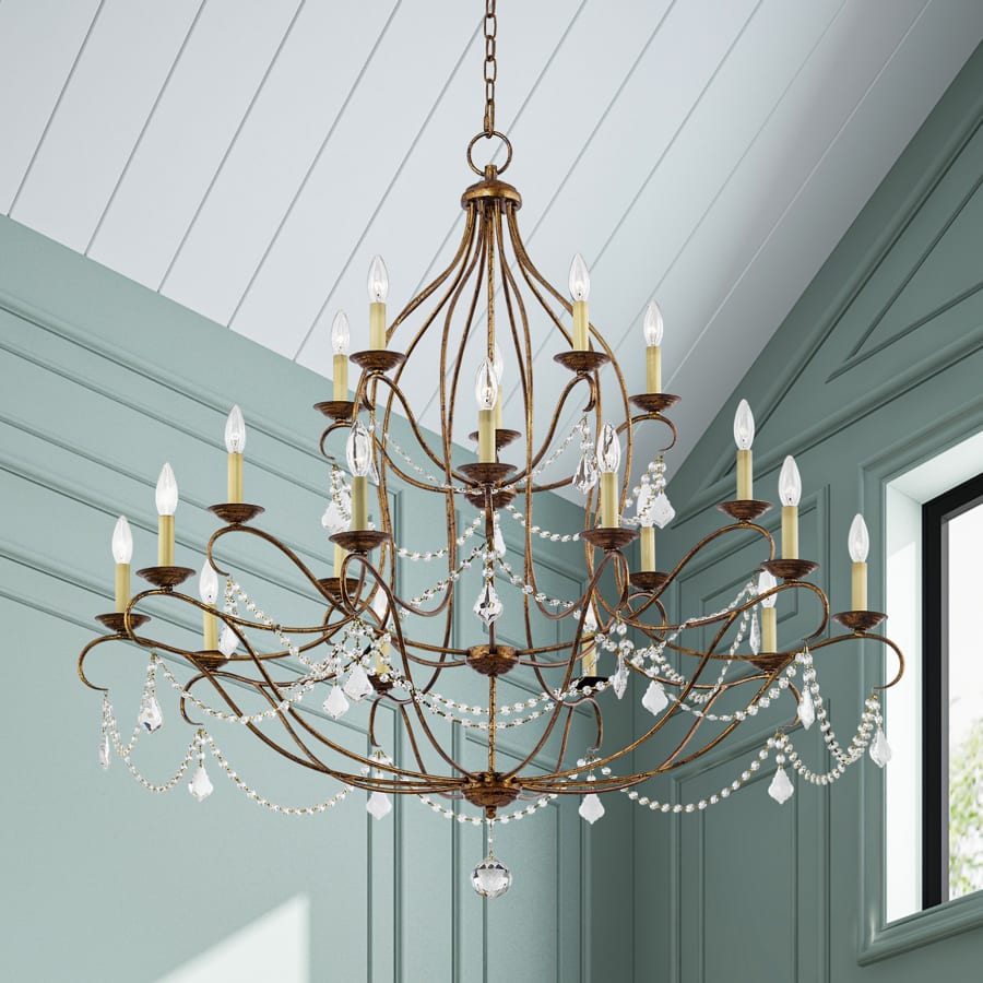 Livex Lighting Chesterfield 12 Light 3 Tier Chandelier with Crystal Accents