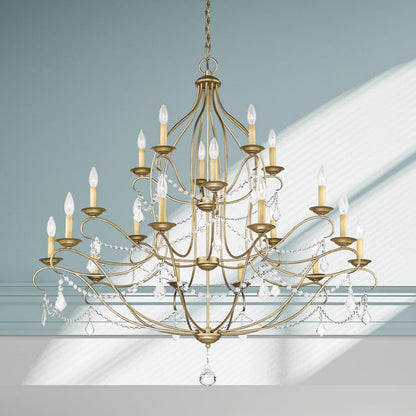 Livex Lighting Chesterfield 12 Light 3 Tier Chandelier with Crystal Accents