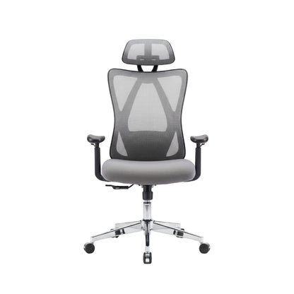 close up of adjustable headrest detail on mesh office chair