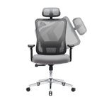 side view of mesh office chair with adjustable headrest feature