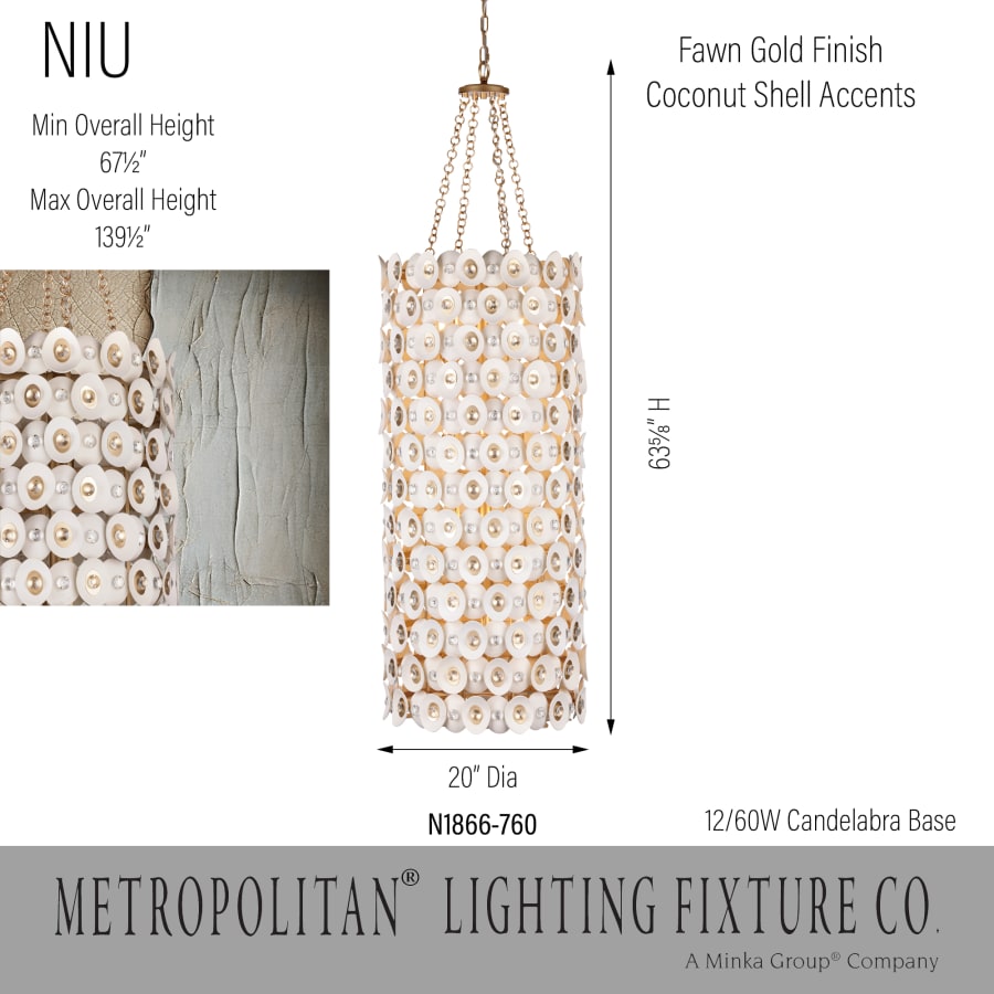 Metropolitan Niu 12 Light 20" Wide Crystal Pendant