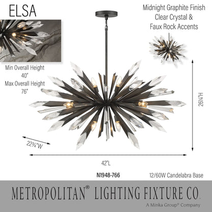 Metropolitan Elsa 12 Light 42" Wide Crystal Pendant