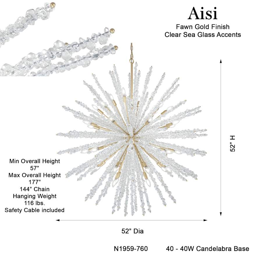 Metropolitan Aisi 40 Light 52" Wide Taper Candle Sputnik Chandelier