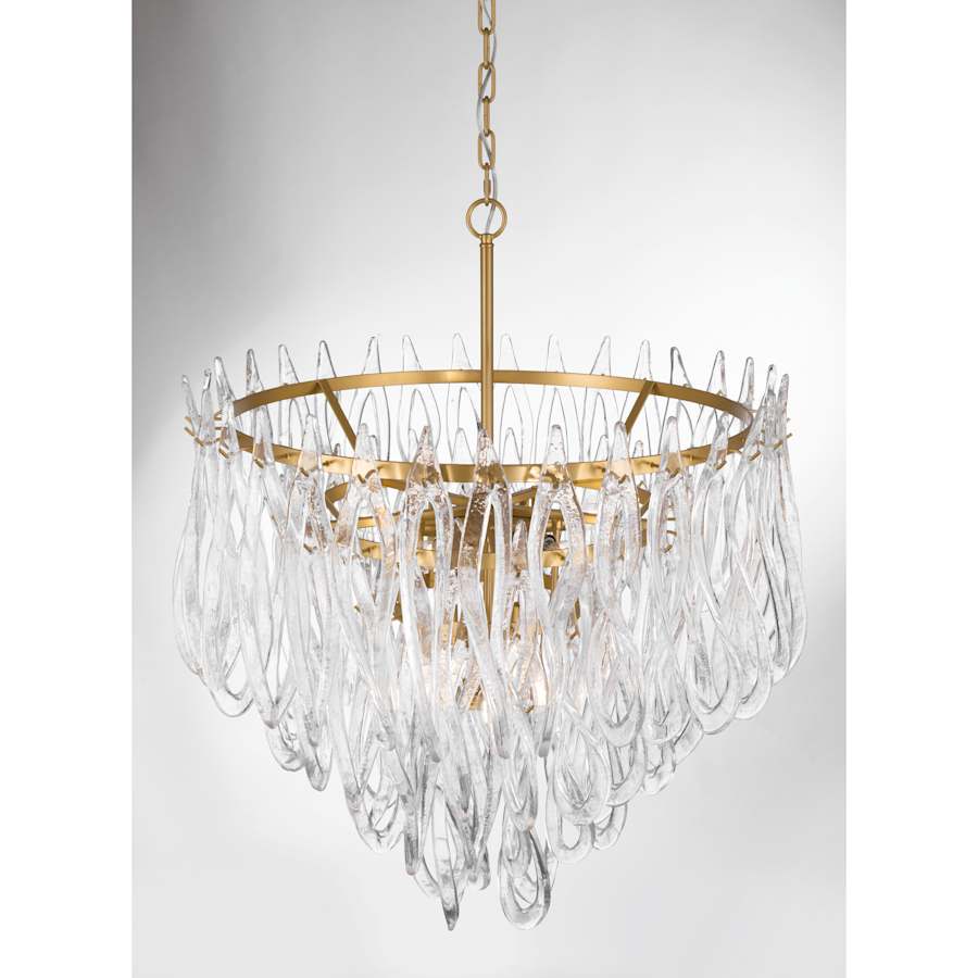 Metropolitan Glassara 10 Light 32" Wide Waterfall Chandelier with Clear Handmade Glass