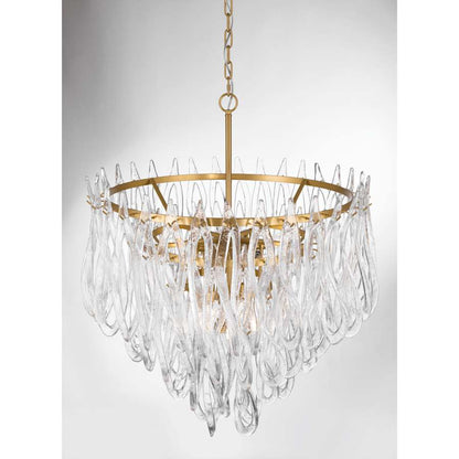 Metropolitan Glassara 10 Light 32" Wide Waterfall Chandelier with Clear Handmade Glass