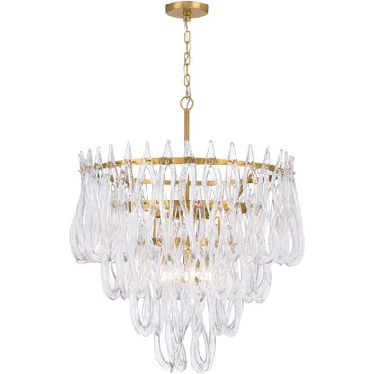 Metropolitan Glassara 10 Light 32" Wide Waterfall Chandelier with Clear Handmade Glass