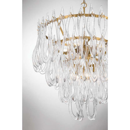 Metropolitan Glassara 10 Light 32" Wide Waterfall Chandelier with Clear Handmade Glass