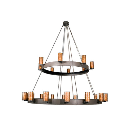 Meyda Tiffany Chappell 24 Light 165" Wide Pillar Candle Chandelier with Brown Mica Shade
