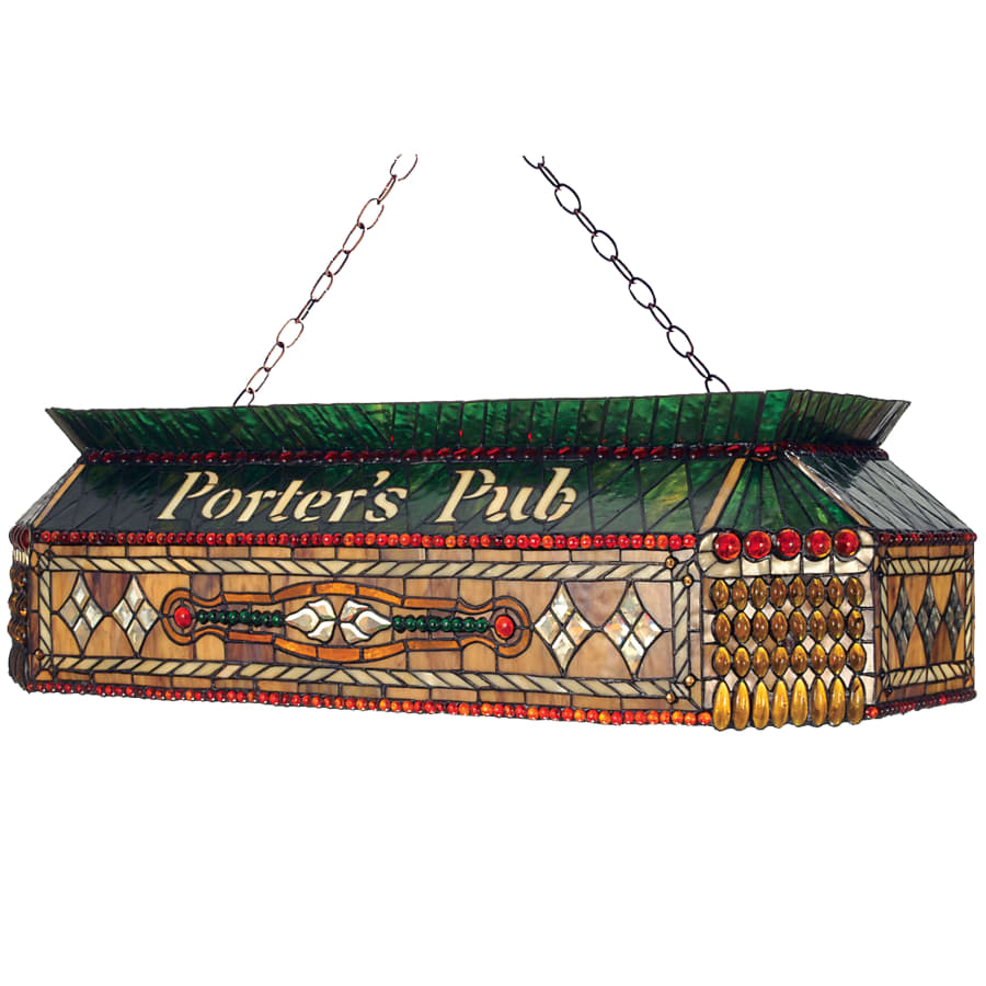 Meyda Tiffany Personalized Porter's Pub 3 Light 40" Wide Billiard Chandelier with Tiffany Glass Shade