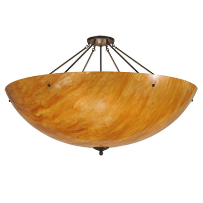 Meyda Tiffany Madison 8 Light 48" Wide Semi-Flush Bowl Ceiling Fixture with Amber Shade - Timeless Bronze Finish