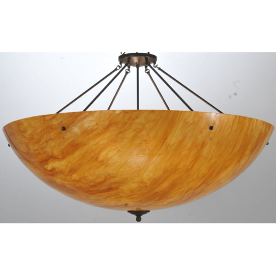 Meyda Tiffany Madison 8 Light 48" Wide Semi-Flush Bowl Ceiling Fixture with Amber Shade - Timeless Bronze Finish