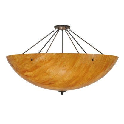 Meyda Tiffany Madison 8 Light 48" Wide Semi-Flush Bowl Ceiling Fixture with Amber Shade - Timeless Bronze Finish