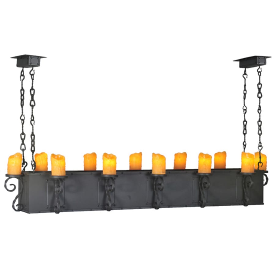 Meyda Tiffany Carpathian 12 Light 68" Wide Wrought Iron Linear Chandelier