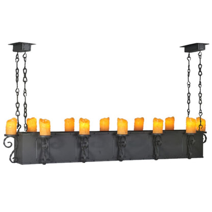 Meyda Tiffany Carpathian 12 Light 68" Wide Wrought Iron Linear Chandelier