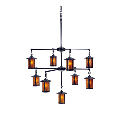 Meyda Tiffany Fulton Prime 9 Light 32" Wide Chandelier with Brown Mica Shade