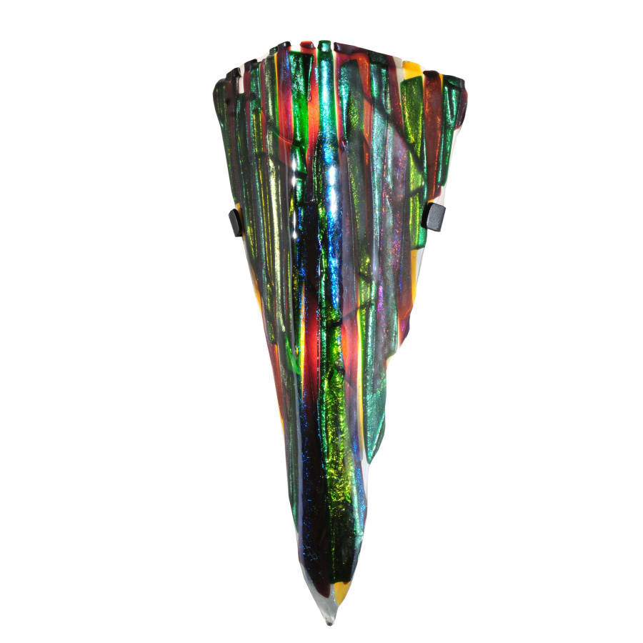 Meyda Tiffany 8" W Penna Di Pavone Fused Glass Wall Sconce