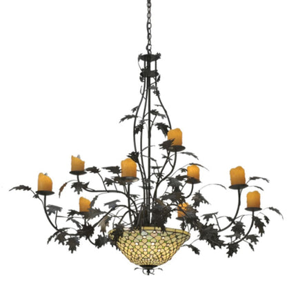 Meyda Tiffany Diamond and Jewel 9 Light 63" Wide Pillar Candle Style Chandelier