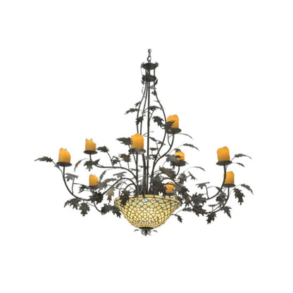 Meyda Tiffany Diamond and Jewel 9 Light 63" Wide Pillar Candle Style Chandelier
