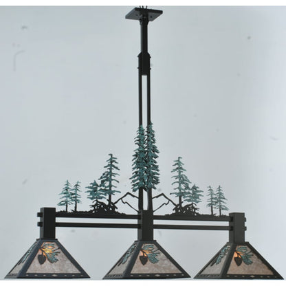 Meyda Tiffany Tall Pines 3 Light 46" Wide Linear Pendant