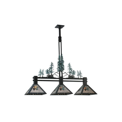 Meyda Tiffany Tall Pines 3 Light 46" Wide Linear Pendant