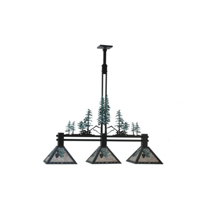 Meyda Tiffany Tall Pines 3 Light 46" Wide Linear Pendant