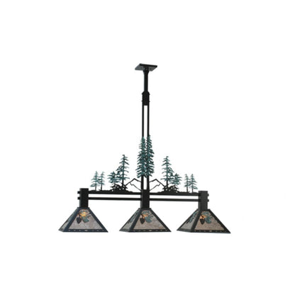 Meyda Tiffany Tall Pines 3 Light 46" Wide Linear Pendant