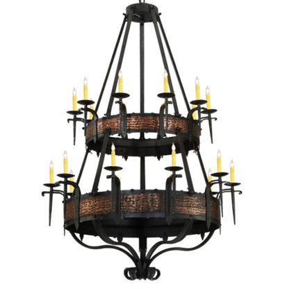 Meyda Tiffany Costello 20 Light 48" Wide Taper Candle Style Chandelier - Wrought Iron Finish