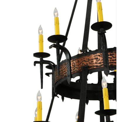 Meyda Tiffany Costello 20 Light 48" Wide Taper Candle Style Chandelier - Wrought Iron Finish