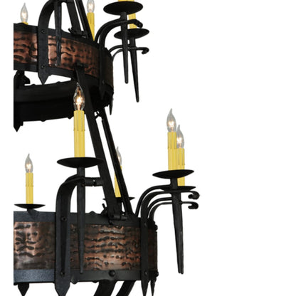 Meyda Tiffany Costello 20 Light 48" Wide Taper Candle Style Chandelier - Wrought Iron Finish