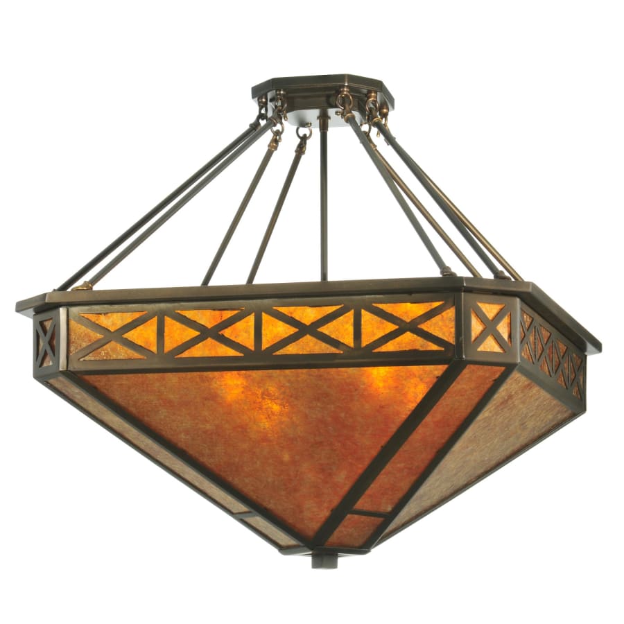 Meyda Tiffany 25" W Amber Mica Diamond Mission Octagon Inverted Pendant