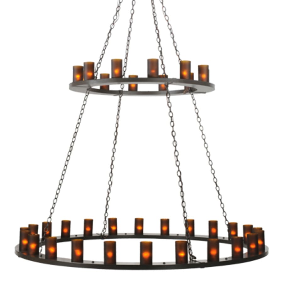 Meyda Tiffany Loxley 36 Light 72" Wide Pillar Candle Style Chandelier with Amber Glass Shades - Timeless Bronze Finish
