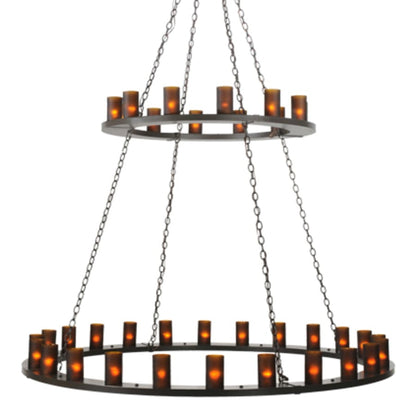 Meyda Tiffany Loxley 36 Light 72" Wide Pillar Candle Style Chandelier with Amber Glass Shades - Timeless Bronze Finish