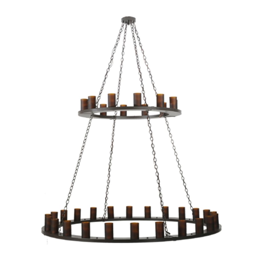 Meyda Tiffany Loxley 36 Light 72" Wide Pillar Candle Style Chandelier with Amber Glass Shades - Timeless Bronze Finish