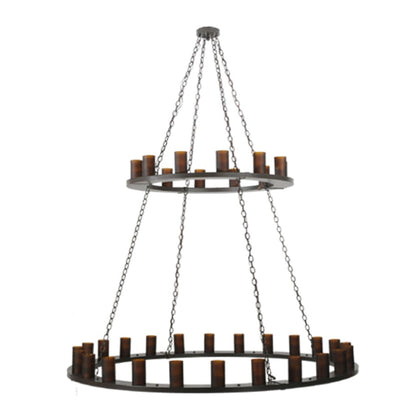 Meyda Tiffany Loxley 36 Light 72" Wide Pillar Candle Style Chandelier with Amber Glass Shades - Timeless Bronze Finish