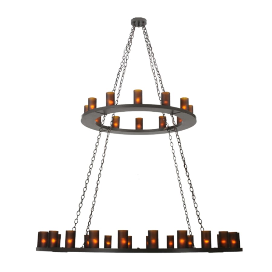 Meyda Tiffany Loxley 36 Light 72" Wide Pillar Candle Style Chandelier with Amber Glass Shades - Timeless Bronze Finish