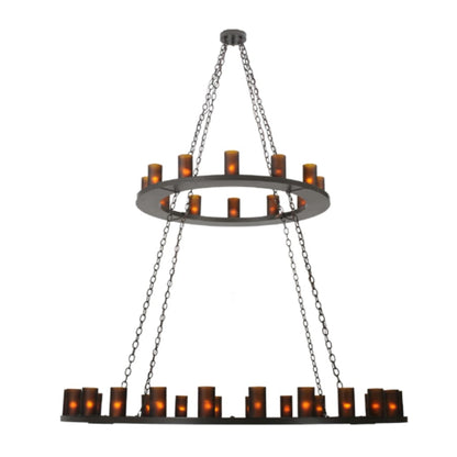 Meyda Tiffany Loxley 36 Light 72" Wide Pillar Candle Style Chandelier with Amber Glass Shades - Timeless Bronze Finish