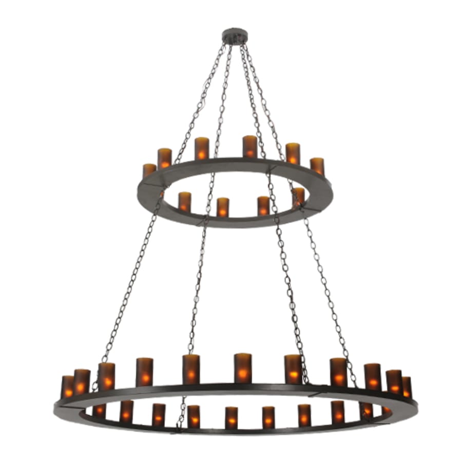 Meyda Tiffany Loxley 36 Light 72" Wide Pillar Candle Style Chandelier with Amber Glass Shades - Timeless Bronze Finish