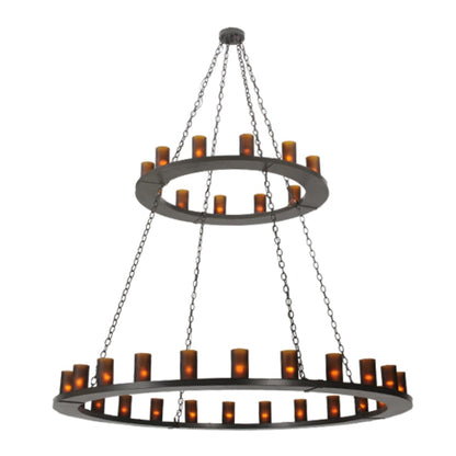 Meyda Tiffany Loxley 36 Light 72" Wide Pillar Candle Style Chandelier with Amber Glass Shades - Timeless Bronze Finish